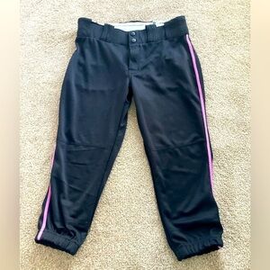 Champo Sports Black Softball Pants Pink Stripes Women’s Size Large NWT